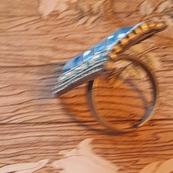 Adjustable Blue Rhinestones  Ring - Picture 5 of 6
